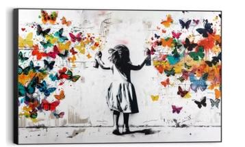 Tweedekans | Schilderij Wolk van Vlinders - 60x90 cm - Bont, Ophalen of Verzenden