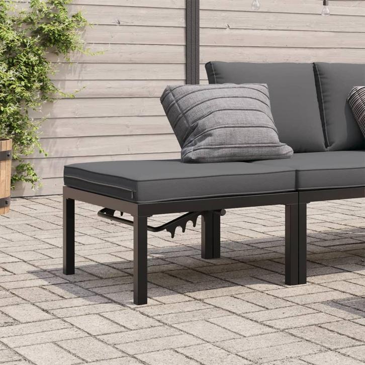 vidaXL Tuinkruk met kussen aluminium zwart, Jardin & Terrasse, Ensembles de jardin, Envoi