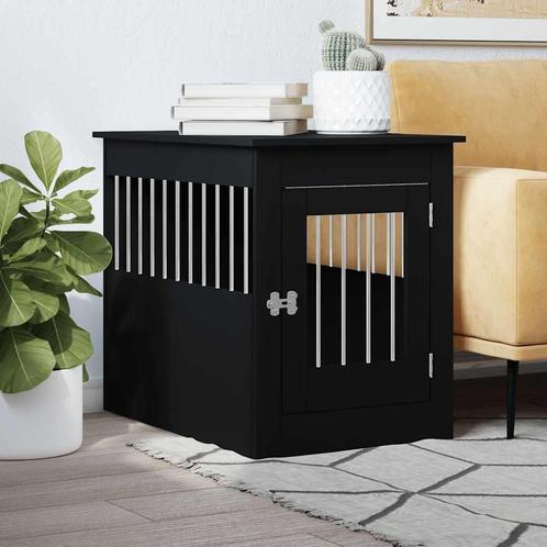 vidaXL Hondenbench 55 x 80 x 68 cm bewerkt hout zwart, Dieren en Toebehoren, Hondenhokken, Nieuw, Verzenden