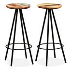 Tabourets de bar lot de 2 bois massif de récupération, Verzenden