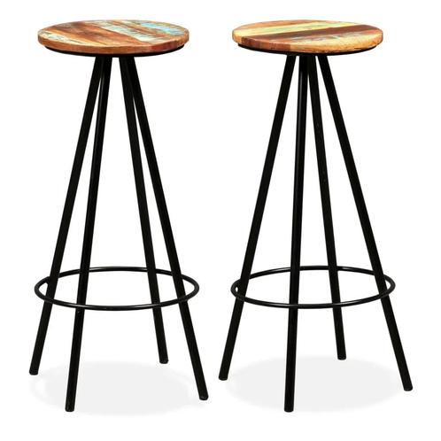 Tabourets de bar lot de 2 bois massif de récupération, Maison & Meubles, Tabourets, Envoi