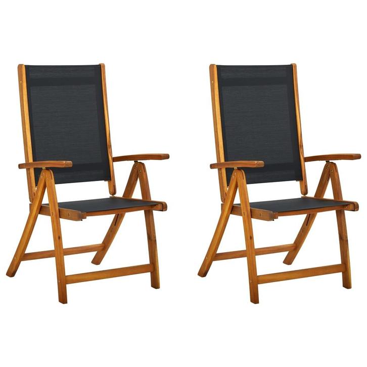 vidaXL Tuinstoelen inklapbaar 2 st massief acaciahout en, Tuin en Terras, Tuinstoelen, Nieuw, Verzenden