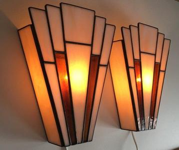 Wandlamp (2) - Glas - Art Deco stijl beschikbaar voor biedingen