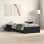 vidaXL Bedframe Zwart Eiken 90x190 cm Bewerkt Hout, Huis en Inrichting, Slaapkamer | Bedden, Verzenden, Nieuw