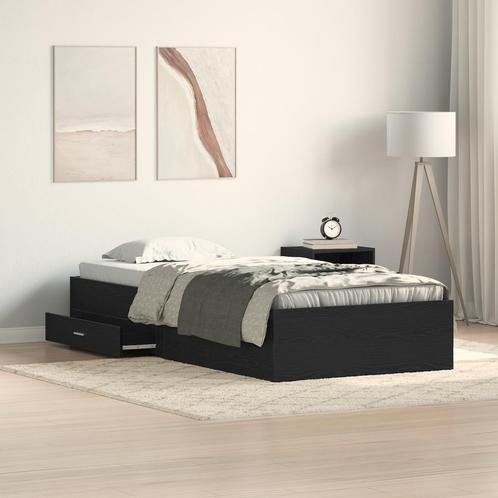 vidaXL Bedframe Zwart Eiken 90x190 cm Bewerkt Hout, Huis en Inrichting, Slaapkamer | Bedden, Nieuw, Verzenden