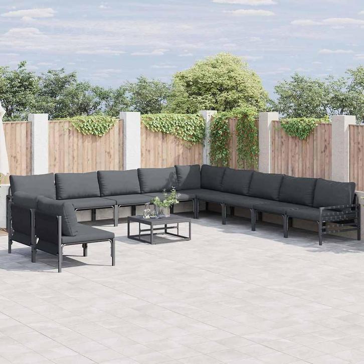 vidaXL Tuinbank Set Antraciet Staal, Tuin en Terras, Tuinsets en Loungesets, Nieuw, Verzenden