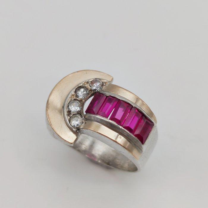 Zonder minimumprijs - Ring - 18 karaat Zilver, Geel goud -, Handtassen en Accessoires, Ringen