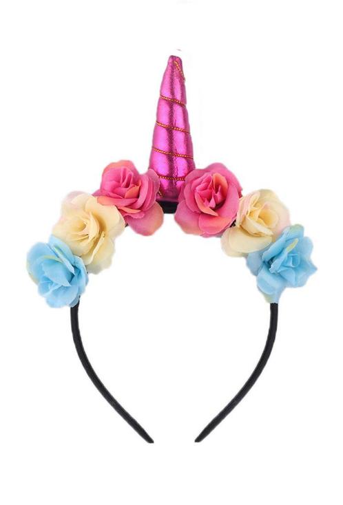 Bloemen Eenhoorn Haarband Roze Unicorn Diadeem Pink Hoorn Ha, Kleding | Dames, Carnavalskleding en Feestkleding, Nieuw, Ophalen of Verzenden
