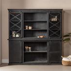 Buffetkast Mangohout Milan 260 X Zwart, Huis en Inrichting, Kasten | Buffetkasten, Verzenden, Nieuw, Overige houtsoorten, Industriële meubels