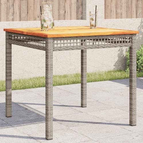 vidaXL Table de jardin gris 80x80x74 cm résine tressée, Jardin & Terrasse, Ensembles de jardin, Neuf, Envoi