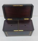 Grand coffret boite à thé en marqueterie Boulle poirier