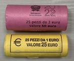 San Marino. 1 Euro / 2 Euro 2022 (total 50 coins) in 2 rolls, Postzegels en Munten, Munten | Europa | Euromunten