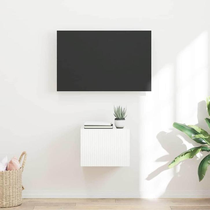 vidaXL TV Wandkast Glanzend Wit 60 x 31 x 29.5 cm Bewerkt, Huis en Inrichting, Kasten |Televisiemeubels, Nieuw, Verzenden