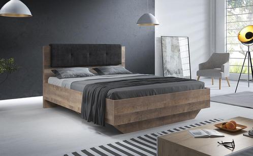 Tweepersoonsbed - Grijs - Eiken - 160x200 - 2 persoons bed, Maison & Meubles, Chambre à coucher | Lits, Envoi