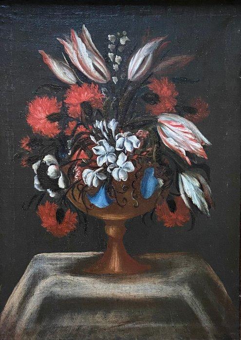 Andrea Belvedere (1652-1732), Scuola di - Still Life - Vaso, Antiquités & Art, Art | Peinture | Classique