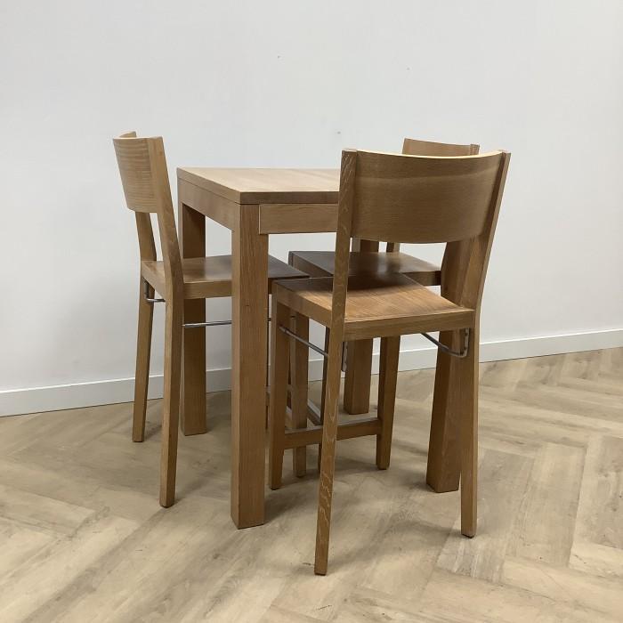 Hutten complete set 3 barkrukken met bartafel, hout, Huis en Inrichting, Barkrukken, Gebruikt, Hout