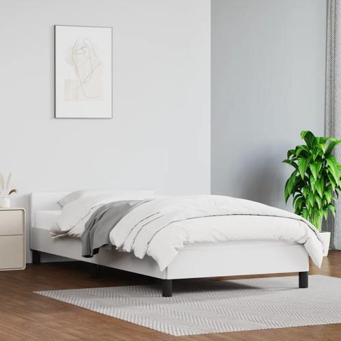 vidaXL Cadre de lit avec tête de lit Blanc 100x200 cm, Huis en Inrichting, Slaapkamer | Bedden, Verzenden