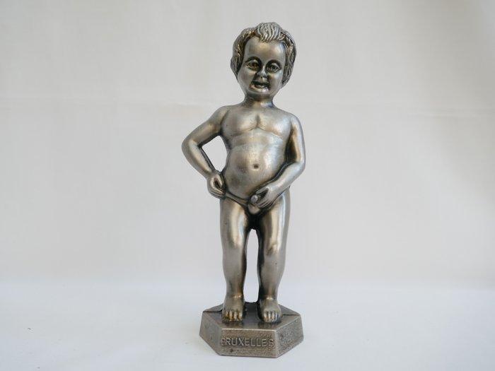 Beeld, Manneke pis - 1,2 kg - 25 cm - Tin, Antiquités & Art, Curiosités & Brocante