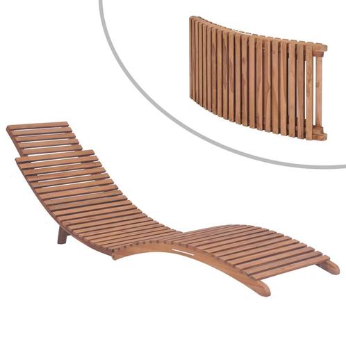 vidaXL Ligbed inklapbaar massief teakhout, Tuin en Terras, Ligbedden, Nieuw, Verzenden