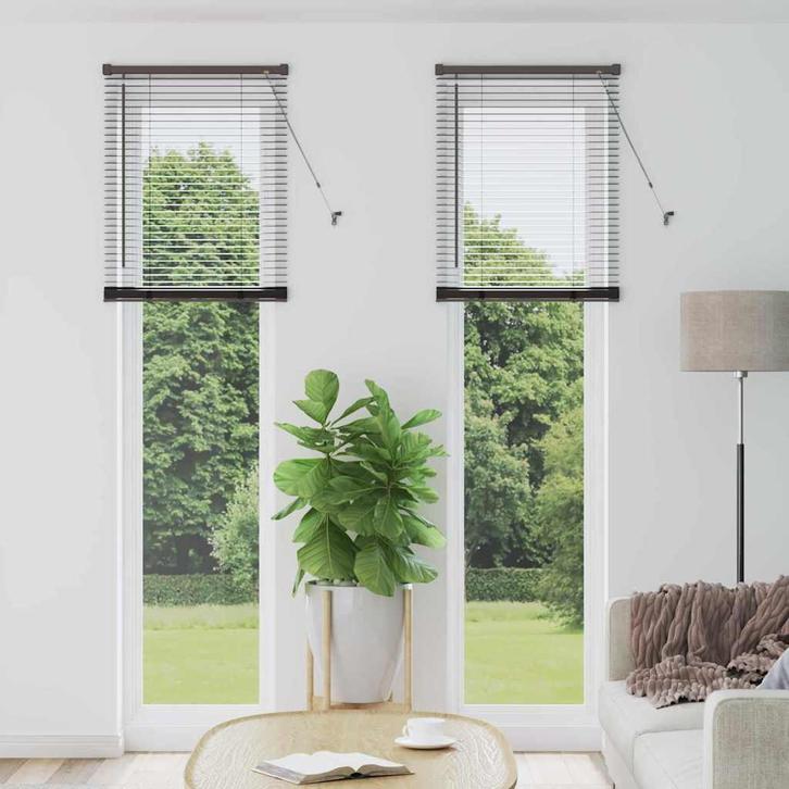 vidaXL Raamjaloezie met gordijnen Zwart Aluminium, Huis en Inrichting, Stoffering | Gordijnen en Lamellen, Nieuw, Verzenden