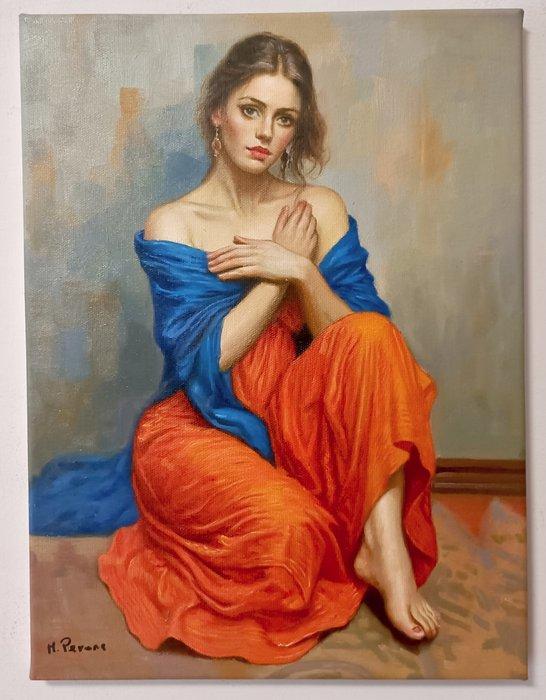 M. Perone (1982) - Armonia di Arancio e Blu, Antiek en Kunst, Kunst | Schilderijen | Klassiek