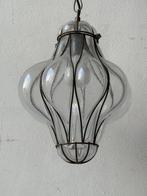 Plafondlamp - Glas, Metaal - Hanglamp van geblazen glas