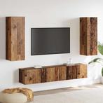 vidaXL 4-delige wandgemonteerde tv-kast set van oud hout, Verzenden, Nieuw