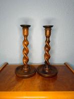 Kaarsenhouder Barley-twist (2) - Eik - Antieke kandelaars