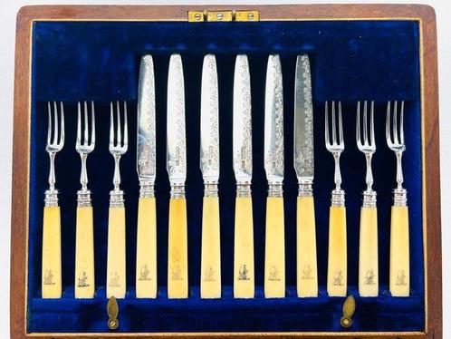 Allen & Darwin, Sheffield (reg. 1892) - Visbestekset (24) -, Antiek en Kunst, Antiek | Zilver en Goud