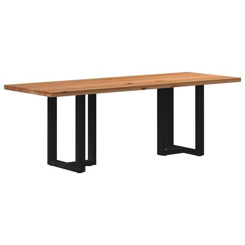 vidaXL Eettafel rechthoekig 220x80x74 cm massief eikenhout, Huis en Inrichting, Tafels | Eettafels, Nieuw, Verzenden