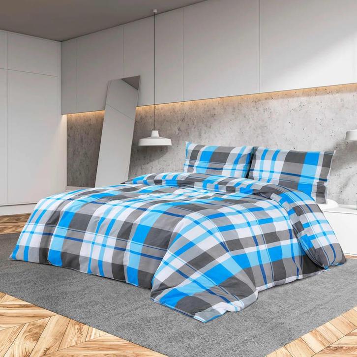 vidaXL Dekbedovertrekset 240x220 cm katoen blauw en grijs, Huis en Inrichting, Slaapkamer | Beddengoed, Nieuw, Verzenden