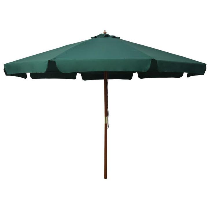 Houten parasol groen | Tweede Kansje | 330cm breed, Tuin en Terras, Parasols, 3 tot 4 meter, Nieuw, Stokparasol, Verzenden