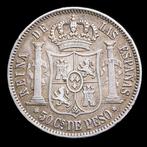 Royaume d’Espagne. Isabelle II. 50 centavos de Peso. MANILA