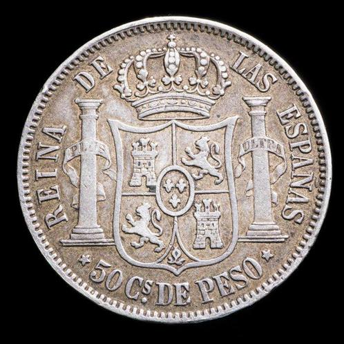 Royaume d’Espagne. Isabelle II. 50 centavos de Peso. MANILA, Postzegels en Munten, Munten | Europa | Niet-Euromunten