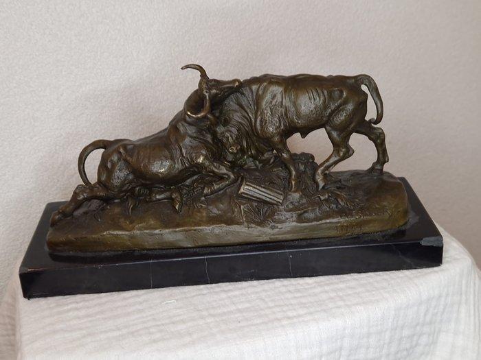 j.b desposee - CLESINGER - Beeld, Bronzen stieren in gevecht, Antiek en Kunst, Curiosa en Brocante