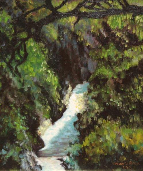 Tomàs Muntañola (XX) - Paisaje con río - NO RESERVE, Antiek en Kunst, Kunst | Schilderijen | Klassiek