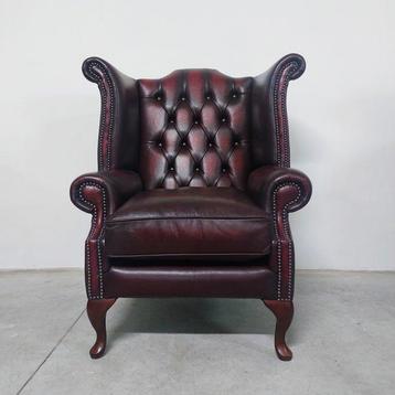 Chesterfield style - Fauteuil - Koningin Anne - Hout, Leder