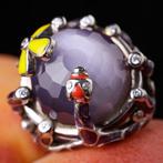 Anneau en argent émaillé avec cristal Swarovski – Fleurs et, Verzamelen