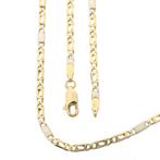 Bicolor gouden marine schakel ketting | 51,5 cm (witgoud), Ophalen of Verzenden, Gebruikt, Overige kleuren, Goud