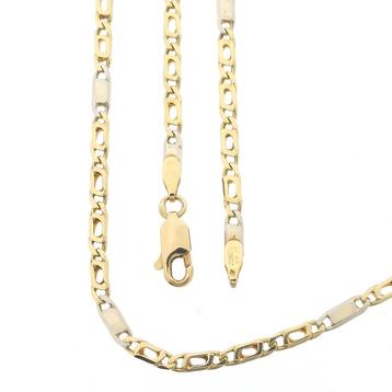 Bicolor gouden marine schakel ketting | 51,5 cm (witgoud) beschikbaar voor biedingen