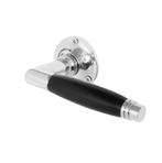 Deurklink Deco geveerd glanzend nikkel  rond rozet - deur..., Doe-het-zelf en Bouw, Ophalen of Verzenden, Nieuw, IJzer, Klink of Kruk