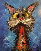 Laurent Pate (1970) - Langue de chat (animaux), Antiquités & Art, Art | Peinture | Moderne