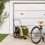 vidaXL Hondenfietstrailer oxford stof en ijzer geel en grijs, Dieren en Toebehoren, Verzenden, Nieuw