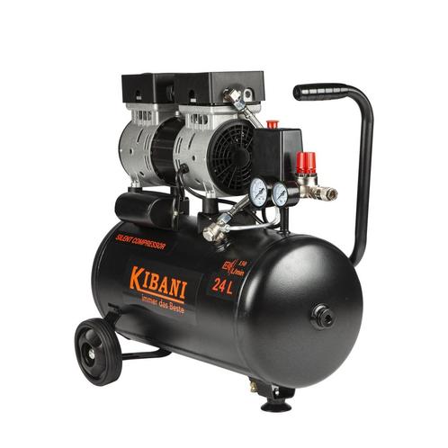 Kibani Super Stille Compressor 24 Liter – Olievrij – 8 BAR –, Doe-het-zelf en Bouw, Compressors