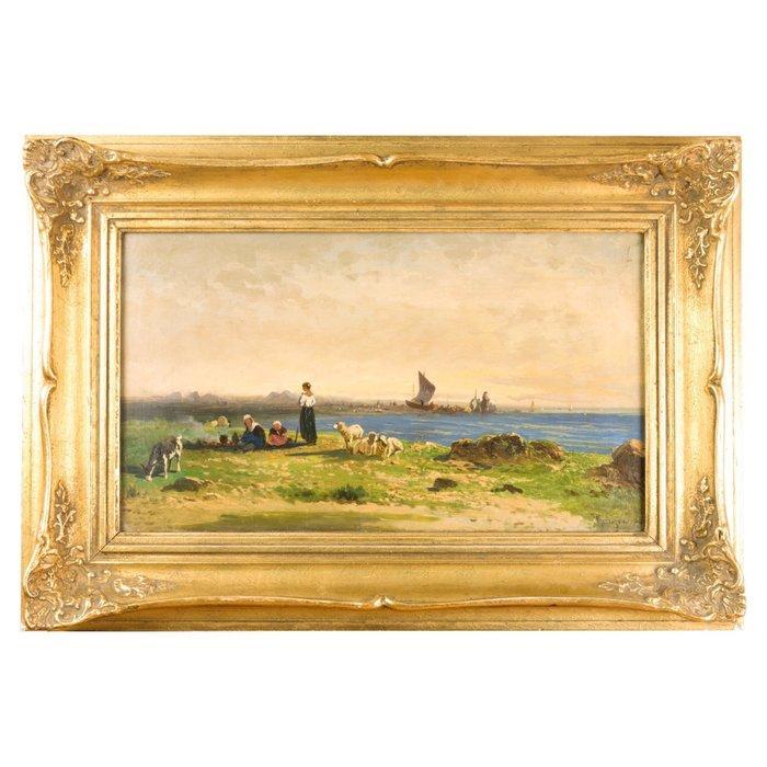 Gustav Ranzoni (1826-1900) - Rastende Hirten, Antiek en Kunst, Kunst | Schilderijen | Klassiek