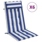 6x Stoelkussen Hoge Rug - Wit & Blauw - OP = OP -50% korting, Verzenden, Nieuw