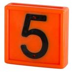 Plaquette numérotée orange, chiffre 5