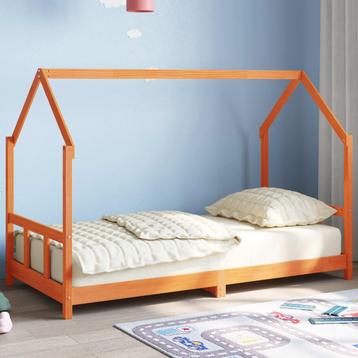 vidaXL Kinderbedframe massief grenenhout wasbruin 90x190 cm beschikbaar voor biedingen
