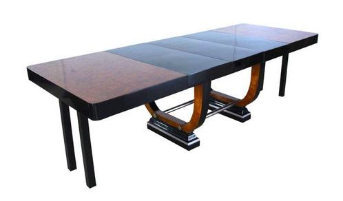 Eettafel - Thuya, Verchroomd, zwart - Art Deco Uitschuifbare, Antiek en Kunst, Antiek | Meubels | Stoelen en Sofa's