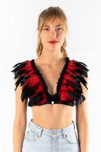 Top met Veren Zwart Rood XS S M Verentop Steampunk Topje Vee, Vêtements | Femmes, Costumes de carnaval & Vêtements de fête, Ophalen of Verzenden